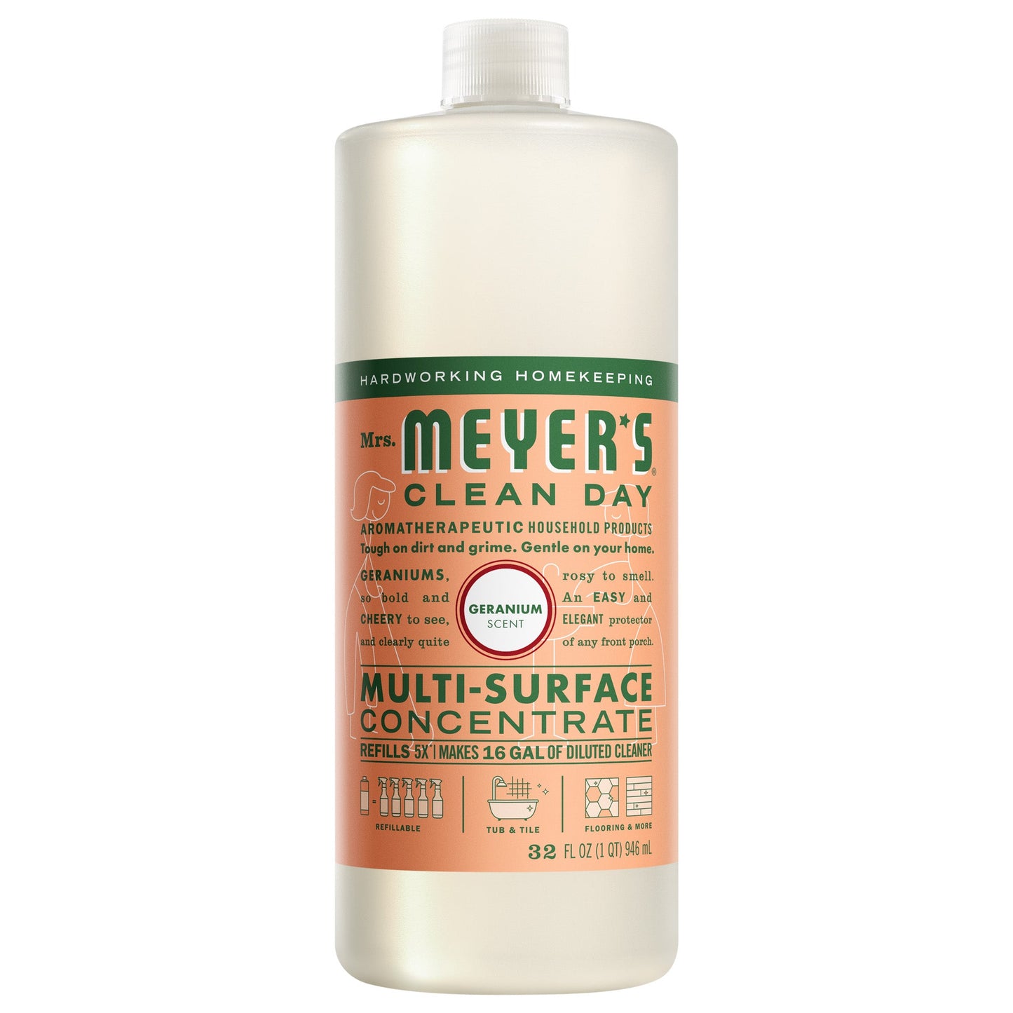 Mrs. Meyers Geranium Multi - Surface Concentrate - for Convenient Easy Refilling